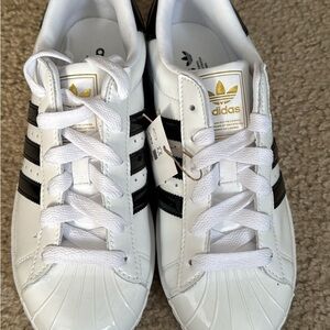 Adidas Kids White and Black Superstar Sneakers